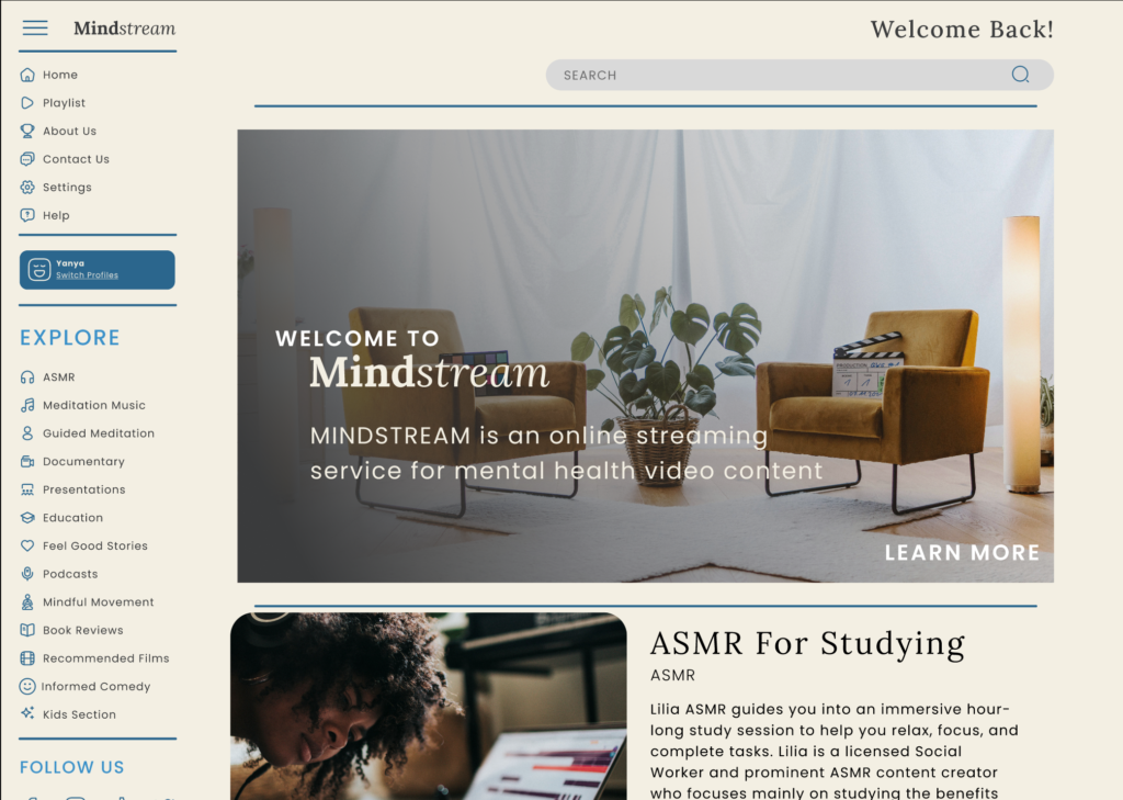 desktop view of Mindstream website